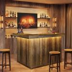 L-Shaped Corner Bar Table with Storage Shelves