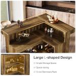 L-Shaped Corner Bar Table with Storage Shelves