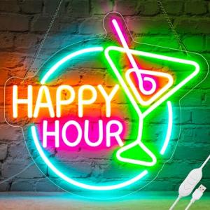 Dimmable Happy Hour Neon Sign for Bars