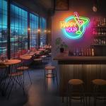 Dimmable Happy Hour Neon Sign for Bars