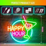 Dimmable Happy Hour Neon Sign for Bars
