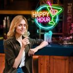 Dimmable Happy Hour Neon Sign for Bars
