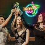 Dimmable Happy Hour Neon Sign for Bars