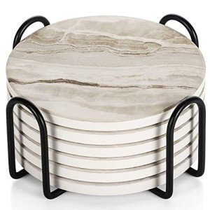 Stylish Black Marble Coasters Set for Drinks
