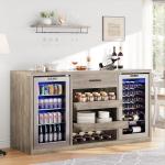 Jocoevol Coffee Bar Cabinet with Mini Fridge Space