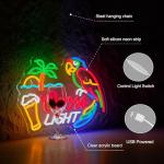 Neon Beer Parrot Palm Tree Wall Sign