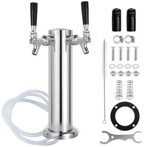 Stainless Steel Dual Faucet Kegerator Beer Tower