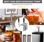 Stainless Steel Dual Faucet Kegerator Beer Tower