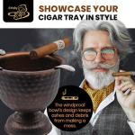 Antique Hammered Copper Cigar Ashtray for Indoor & Outdoor