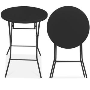 32" Round Bar Height Folding Table - Black