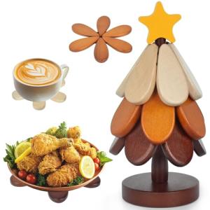 Christmas Tree Wooden Trivets Set of 3