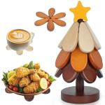 Christmas Tree Wooden Trivets Set of 3
