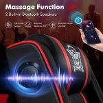 Red Gaming Recliner with Massage and Bluetooth Speaker