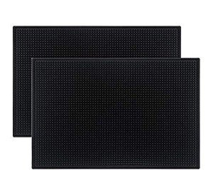 Tebery Black Rubber Bar Spill Mat - 2 Pack