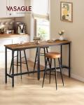 VASAGLE Rustic Industrial Bar Table with Metal Frame