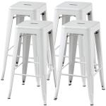 Set of 4 White Industrial Bar Stools