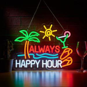 Happy Hour Neon Beer Sign for Man Cave