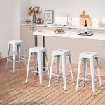 Set of 4 White Industrial Bar Stools