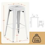 Set of 4 White Industrial Bar Stools