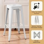 Set of 4 White Industrial Bar Stools