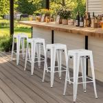 Set of 4 White Industrial Bar Stools