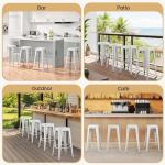 Set of 4 White Industrial Bar Stools