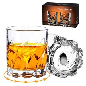 Spinning Whiskey Glasses Set of 2, 10 oz