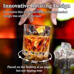 Spinning Whiskey Glasses Set of 2, 10 oz