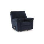 Blue Manual Rocker Recliner with Pillow-Top Arms