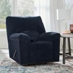 Blue Manual Rocker Recliner with Pillow-Top Arms