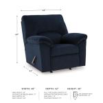 Blue Manual Rocker Recliner with Pillow-Top Arms