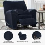 Blue Manual Rocker Recliner with Pillow-Top Arms