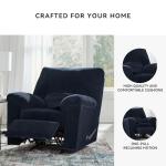 Blue Manual Rocker Recliner with Pillow-Top Arms