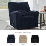 Blue Manual Rocker Recliner with Pillow-Top Arms