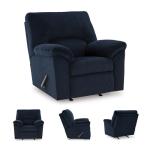 Blue Manual Rocker Recliner with Pillow-Top Arms
