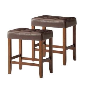 Set of 2 Backless Counter Stools in Walnut