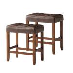 Set of 2 Backless Counter Stools in Walnut