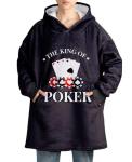 Wearable Poker Blanket Hoodie for Men - Black