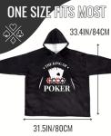 Wearable Poker Blanket Hoodie for Men - Black