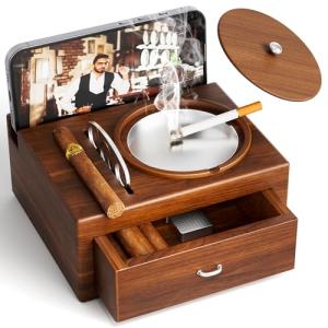 Wooden Cigar Ashtray with Gift Box for Men