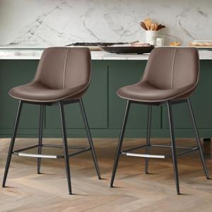 Set of 2 Ergonomic Counter Height Bar Stools