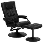 Black LeatherSwivel Recliner Chair and Ottoman Set