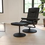 Black LeatherSwivel Recliner Chair and Ottoman Set