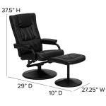 Black LeatherSwivel Recliner Chair and Ottoman Set