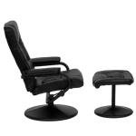 Black LeatherSwivel Recliner Chair and Ottoman Set