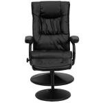 Black LeatherSwivel Recliner Chair and Ottoman Set