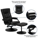 Black LeatherSwivel Recliner Chair and Ottoman Set