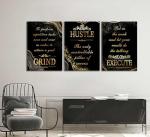 Black Gold Motivational Canvas Art for Man Cave