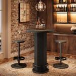 Industrial Round Bar Table Set with Two Stools