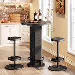 Industrial Round Bar Table Set with Two Stools